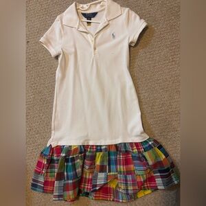 Ralph Lauren White Polo Dress with Multicolor Plaid Skirt